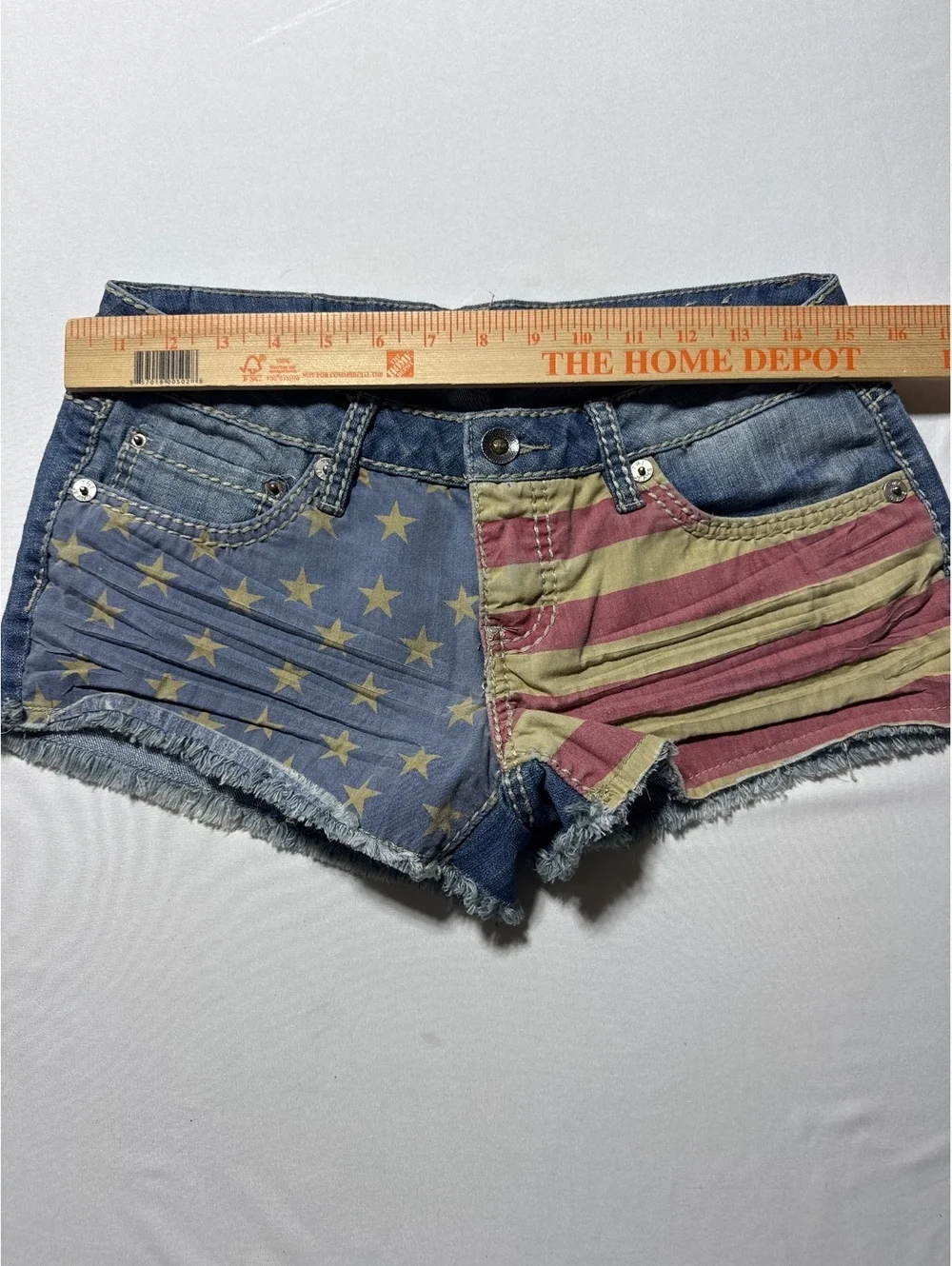 YMI Denim Shorts with USA Flag Print Size 7 - Stars, Stripes